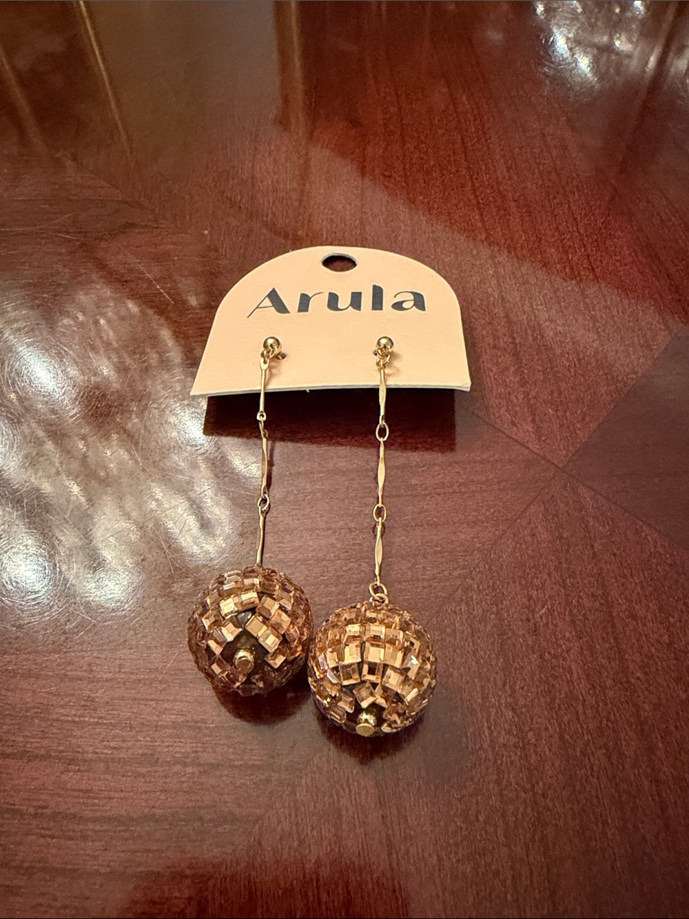 ARULA Gold Sequin Ball Drop Dangle Earrings